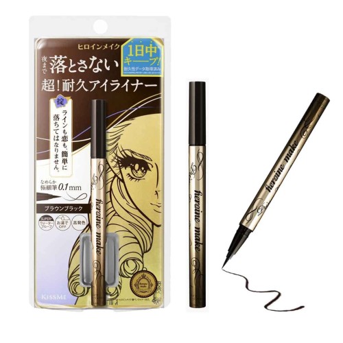 Isehan Kiss Me Heroine Make Prime Super Cienki Wodoodporny Eyeliner 0.1mm Brązowo-Czarny 0,4ml