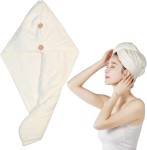 Quick Dry Japoński Szybkoschnący Ręcznik do Włosów z Guzikiem