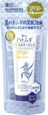 Kumano Reihaku Hatomugi UV Milky Gel SPF50+ PA++++ – nawilżający żel przeciwsłoneczny 80 g