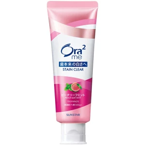 Sunstar Ora2 me Stain Clear Peach Leaf Mint – brzoskwiniowa pasta do zębów na przebarwienia 130g